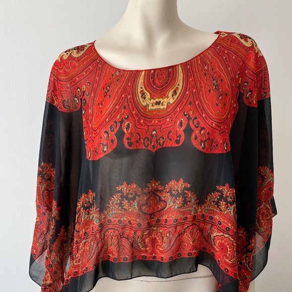 Red Silk Pancho - Picture 1 of 2
